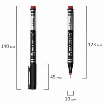 картинка Маркер перманентный BRAUBERG "Jet", КРАСНЫЙ, супертонкий металлический наконечник 0,5 мм, 150509 от магазина МОЛТИ