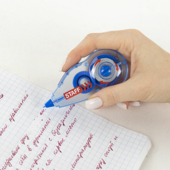 картинка Корректирующая лента STAFF PROFIT, 5 мм х 6 м, механизм перемотки, корпус голубой, блистер, европодвес, 271254 от магазина МОЛТИ