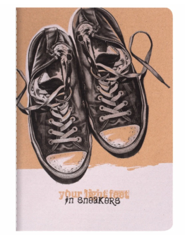 картинка Тетрадь A5 (147х210мм) 40л сшивка клетка КРАФТ, 70г/м, SNEAKERS, BRAUBERG, 403759 от магазина МОЛТИ