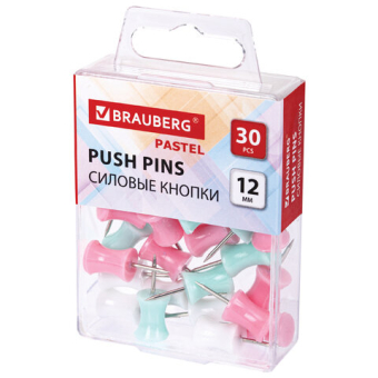 картинка Силовые кнопки-гвоздики BRAUBERG PASTEL, пастельные цвета, 30 штук, 12 мм, 272756 от магазина МОЛТИ