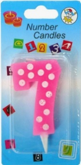 картинка Свеча для торта  HВ-17 "Цифра 7 горох", 15,5*8 см розовый J.Otten /12 / от магазина МОЛТИ