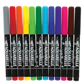 картинка Маркеры-кисти акварельные 12 ЦВЕТОВ CENTROPEN "Aquarelle", линия письма 1-9 мм, 8683/12ET, 6 8683 1201 от магазина МОЛТИ