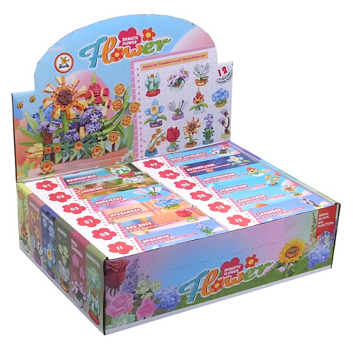 Конструктор SM186B (12) Цветы (Клумба) РС30+ 6+ 7х3х12см пластик
