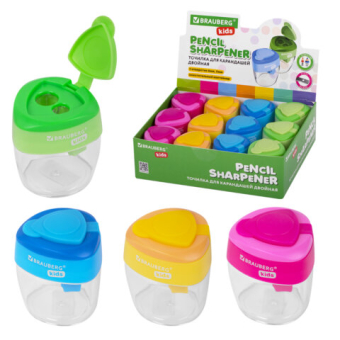 картинка Точилка BRAUBERG KIDS "MAXI", 2 отверстия, с большим контейнером, трехгранный корпус, цвета ассорти, 271945 от магазина МОЛТИ