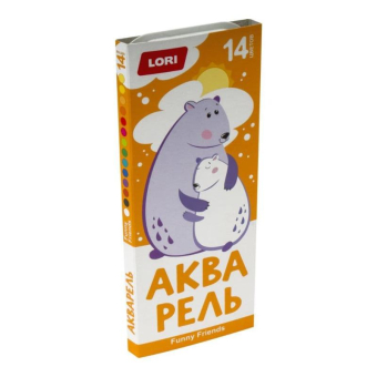 картинка Ааф-004 Акварель FUNNY FRIENDS, 14 цветов, б/к от магазина МОЛТИ
