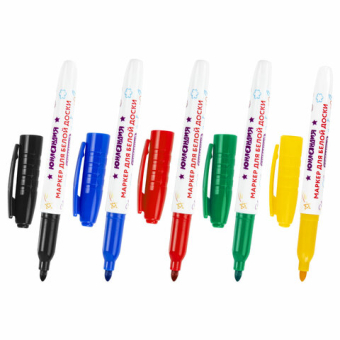 картинка Маркеры стираемые для белой доски НАБОР 5 ЦВЕТОВ, ЮНЛАНДИЯ "COLORWAY", 3 мм, 152099 от магазина МОЛТИ