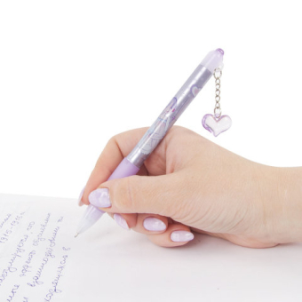 картинка Ручка шариковая автоматическая с грипом BRAUBERG "First Love", СИНЯЯ, подвеска, корпус ассорти, узел 0,5 мм, линия письма 0,3 мм, 141285 от магазина МОЛТИ