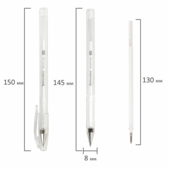 картинка Ручка гелевая BRAUBERG "White Pastel", БЕЛАЯ, корпус прозрачный, узел 1 мм, линия письма 0,5 мм, 143417 от магазина МОЛТИ